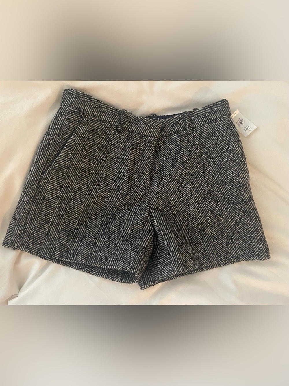 GAP womensBlack and Gray Herringbone Flat-Front Shorts